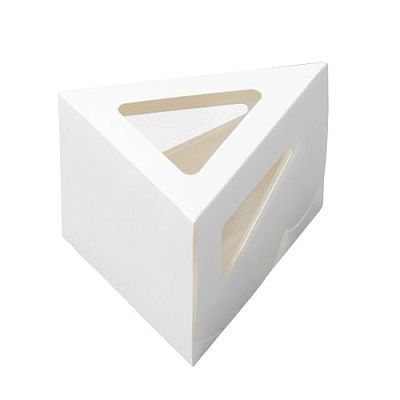 Коробка картонная под кусочек торта 140х140х100мм PIE III Window White С ложементом, окном цвет Белый OSQ (х25/400)